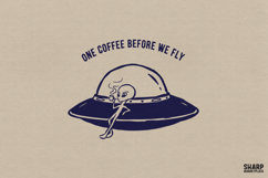 One Coffee Before We Fly, Funny UFO PNG Design, Alien Product Image 1