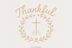 Thankful PNG, Laurel Wreath Cross Christian Sublimation, Product Image 1