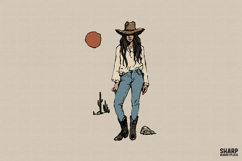 Cowgirl Desert Portrait, Cowgirl PNG, Western PNG, Trendy Product Image 1