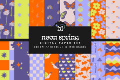 16 Neon Spring Seamless Patterns Product Image 1