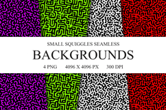 4 Small Squiggles Seamless Patterns, Digital Paper PNG Product Image 1