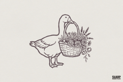 Goose with Flower Basket PNG, Botanical Animal Shirt Product Image 1