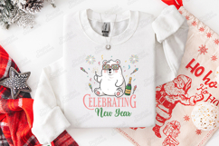 Celebrating New Year Cute Bear Party T Shirt Design Print Product Image 2