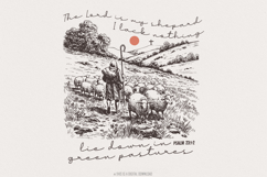 The Lord Is My Shepherd PNG, Easter Christian PNG, Retro Product Image 1