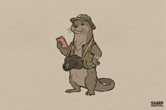 Adventurous Otter Photographer Nature Illustration With Png Product Image 1