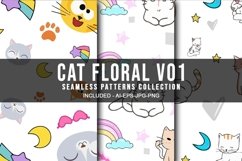 Cat Floral V01 Seamless Patterns Collection Product Image 1