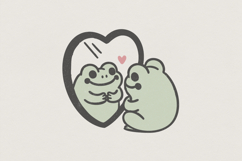 Self Love Frog PNG, Cute Frog Mirror Art, Kawaii Animal Product Image 1