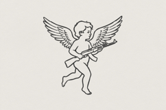 Angel With Gun PNG, Cherub Clipart Printable, Edgy Art, Product Image 1