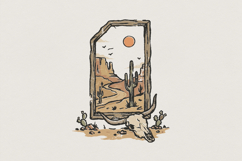 Desert Skull PNG, Southwest Landscape Art, Cactus Product Image 1