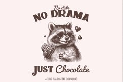 No Date Just Chocolate PNG, Raccoon Valentine Sublimation, Product Image 1