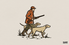 Vintage Hunter With Dogs, Hunting PNG Design, Trendy Shirt Product Image 1