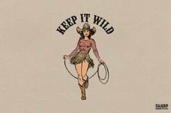 Keep It Wild Cowgirl Lasso PNG Designs, Western PNG Retro Product Image 1