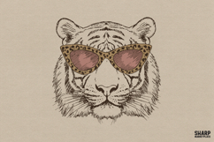 Cool Tiger Face Wearing Leopard Print Sunglasses Product Image 1