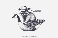 Up To Some Nonsense Raccoon PNG, Funny Animal png, Vintage Product Image 1