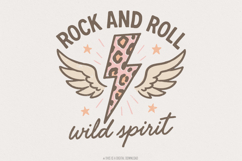 Rock And Roll Wild Spirit PNG, Retro Lightning Bolt Leopard Product Image 1
