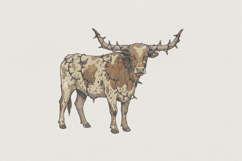Longhorn PNG Christmas Lights, Western Steer Printable Product Image 1