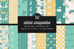 Mint Coquette Seamless Patterns - 16 JPEG Patterns Product Image 1
