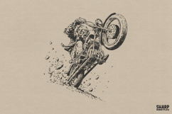 Werewolf Riding Motorcycle Graphic, Retro Monster Rider Product Image 1