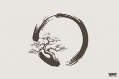 Bonsai Circle PNG, Zen Minimalist Tree Design, Japanese Art Product Image 1