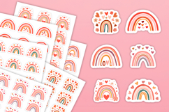 Rainbow Cottagecore Stickers, Valentines Day PNG Files Product Image 1