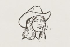 Cowgirl Line Art PNG, Western Woman Digital Download, Product Image 1