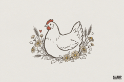 Farmhouse Chicken PNG, Cute Hen Digital Design, Country Product Image 1