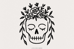 Floral Skull PNG, Boho Botanical Skull Art Digital Product Image 1