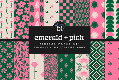 16 Emerald &amp; Pink Seamless Patterns Product Image 1