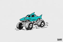 Cartoon Shark Monster Truck With Big Wheels, Trendy PNG Product Image 1