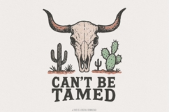 Can&#039;t Be Tamed PNG, Western Skull Digital Download, Cowboy Product Image 1