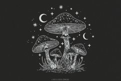 Mushroom and Moon PNG, Mystical Toadstool Night Scene, Product Image 1
