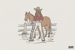 Vintage Cowgirl and Horse PNG, Western Shirt Design Digital Product Image 1