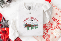 Vintage Merry Christmas Train Ho Ho Ho T Shirt Design Product Image 2