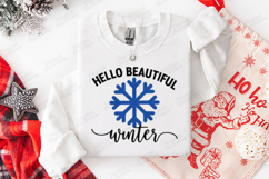 Hello Beautiful Winter SVG Blue Snowflake Christmas Cut Product Image 3