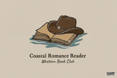 Coastal Romance Reader, Western PNG Design, Bookmark Art, Product Image 1