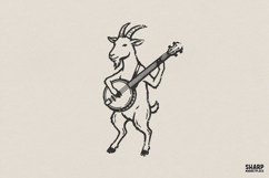 Goat Playing Banjo PNG, Funny Animal Shirt Design, Banjo Product Image 1