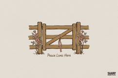Peace Lives Here PNG, Country Cottagecore Floral Design, Product Image 1