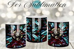 FAUX STAINED GLASS CHRISTIAN COFFEE MUG SUBLIMATION WRAP Product Image 1