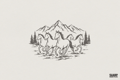 Wild Horses Mountain PNG, Western Nature Shirt Design, Product Image 1