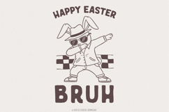 Happy Easter Bruh PNG, Retro Bunny Dabbing Design, Kids Product Image 1