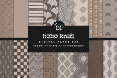 Boho Kraft Seamless Patterns - 16 JPEG Patterns Product Image 1