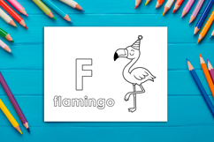 Letter F Coloring Page, Flamingo Printable Design for Kids Product Image 1