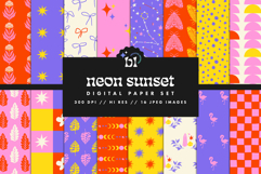 16 Neon Sunset Seamless Patterns Product Image 1