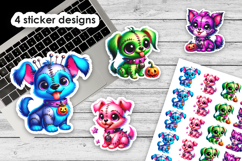 Cute Halloween Zombie Puppy Stickers, Digital Sticker Sheet Product Image 1