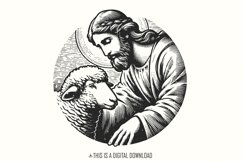 Jesus and Sheep PNG Design, Faithful Shepherd Graphic, Product Image 1
