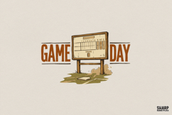 Game Day PNG, Retro Baseball Scoreboard Digital Download, Product Image 1