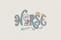 Nurse PNG, Stethoscope Heart Nurse Letter Art, Syringe Product Image 1
