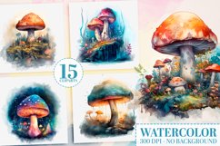 Watercolor Magic Mushrooms Clipart, Mystical Mushroom PNGs Product Image 1