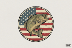 American Flag Bass PNG, Patriotic Fishing Shirt Design, USA Product Image 1