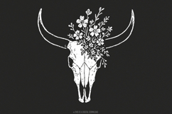 Boho Cow Skull with Wildflowers PNG Art, Western Floral Product Image 1
